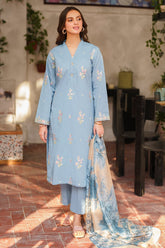 BATIK - 3PC LAWN EMBROIDERED SHIRT WITH PRINTED DUPATTA AND TROUSER - HZG1721